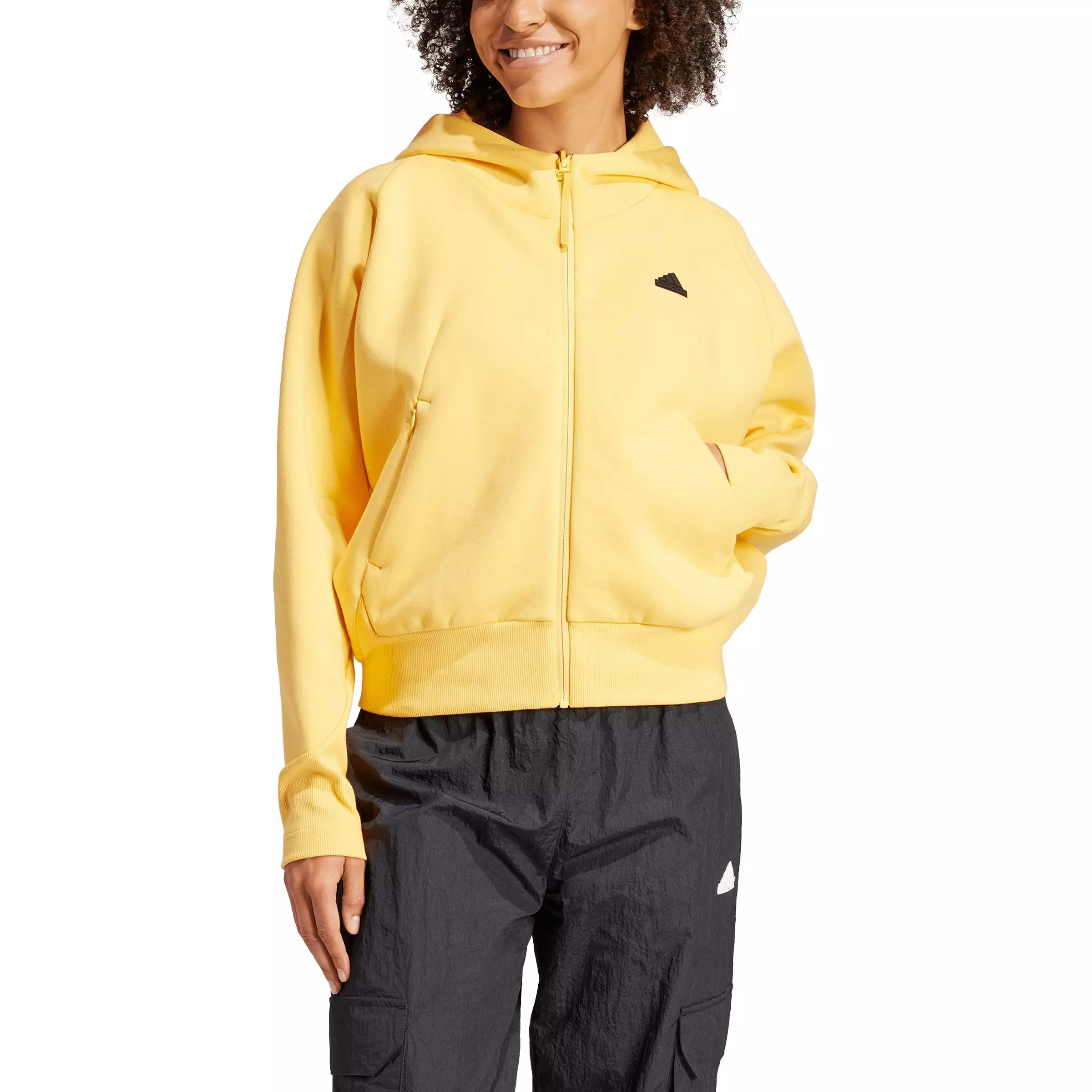 adidas Women's Z.N.E. Full-Zip Hooded Jacket - Yellow - YELLOW