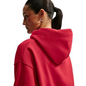 Nike Women's Studio Fleece Medium Weight Oversized Full-Zip Cropped Hooded Jacket - Red - RED