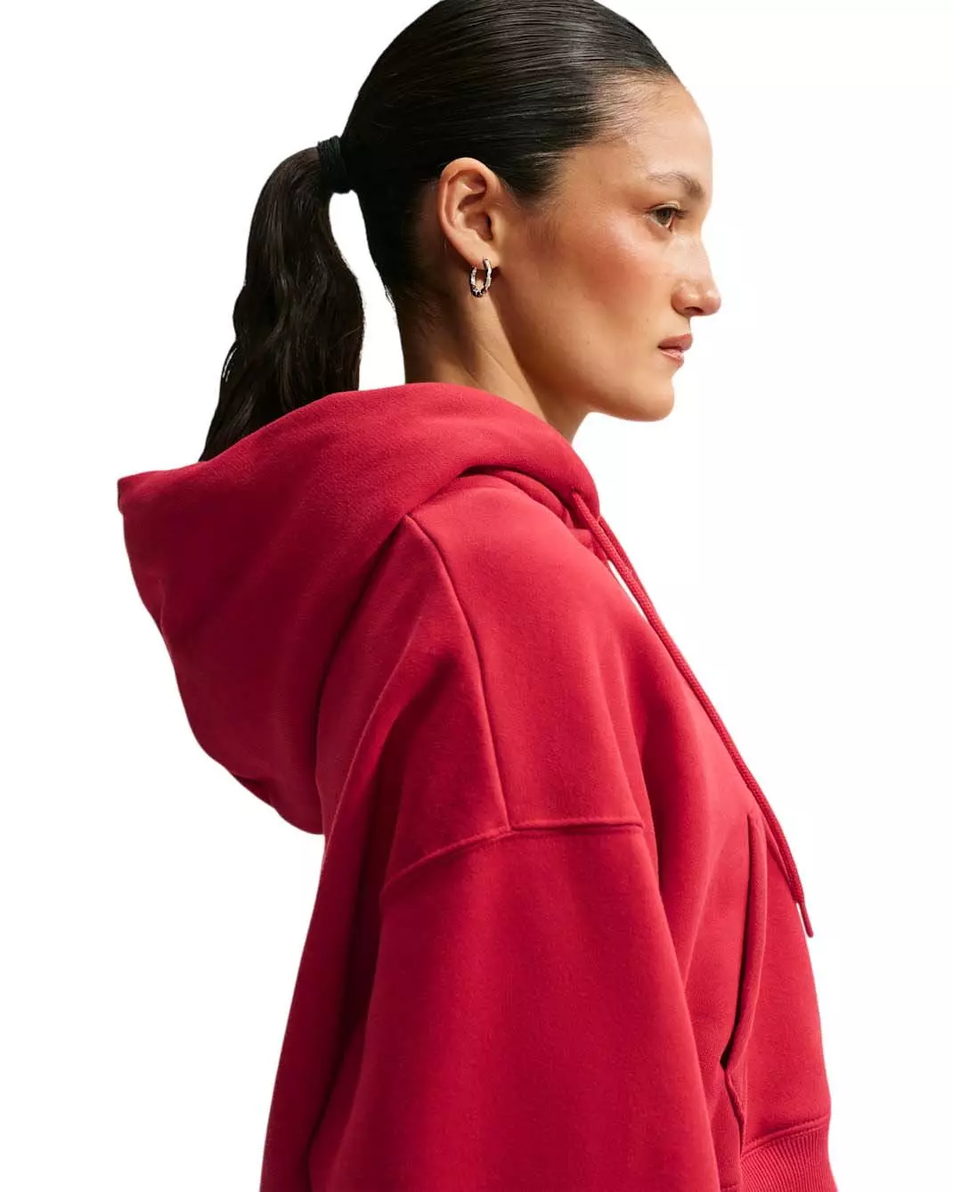 Nike Women's Studio Fleece Medium Weight Oversized Full-Zip Cropped Hooded Jacket - Red - RED