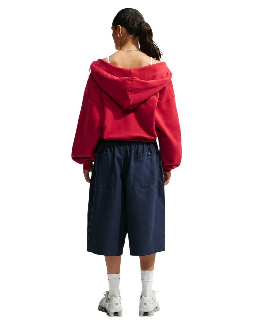 Nike Women's Studio Fleece Medium Weight Oversized Full-Zip Cropped Hooded Jacket - Red - RED Thumbnail View 6