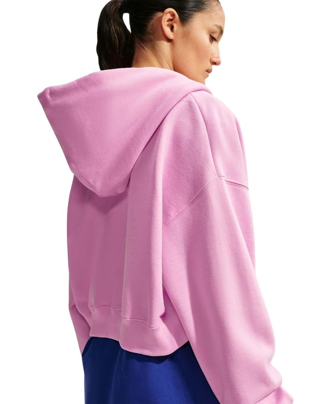 Nike Women's Studio Fleece Medium Weight Oversized Full-Zip Cropped Hooded Jacket - Pink - PINK