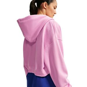 Nike Women's Studio Fleece Medium Weight Oversized Full-Zip Cropped Hooded Jacket - Pink - PINK