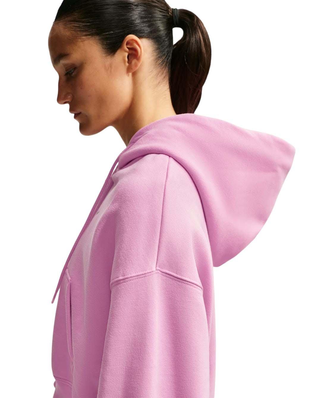 Nike Women's Studio Fleece Medium Weight Oversized Full-Zip Cropped Hooded Jacket - Pink - PINK