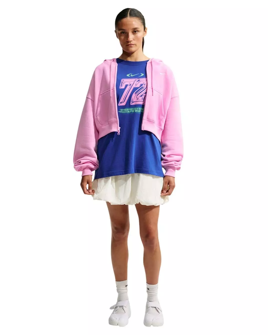 Nike Women's Studio Fleece Medium Weight Oversized Full-Zip Cropped Hooded Jacket - Pink - PINK