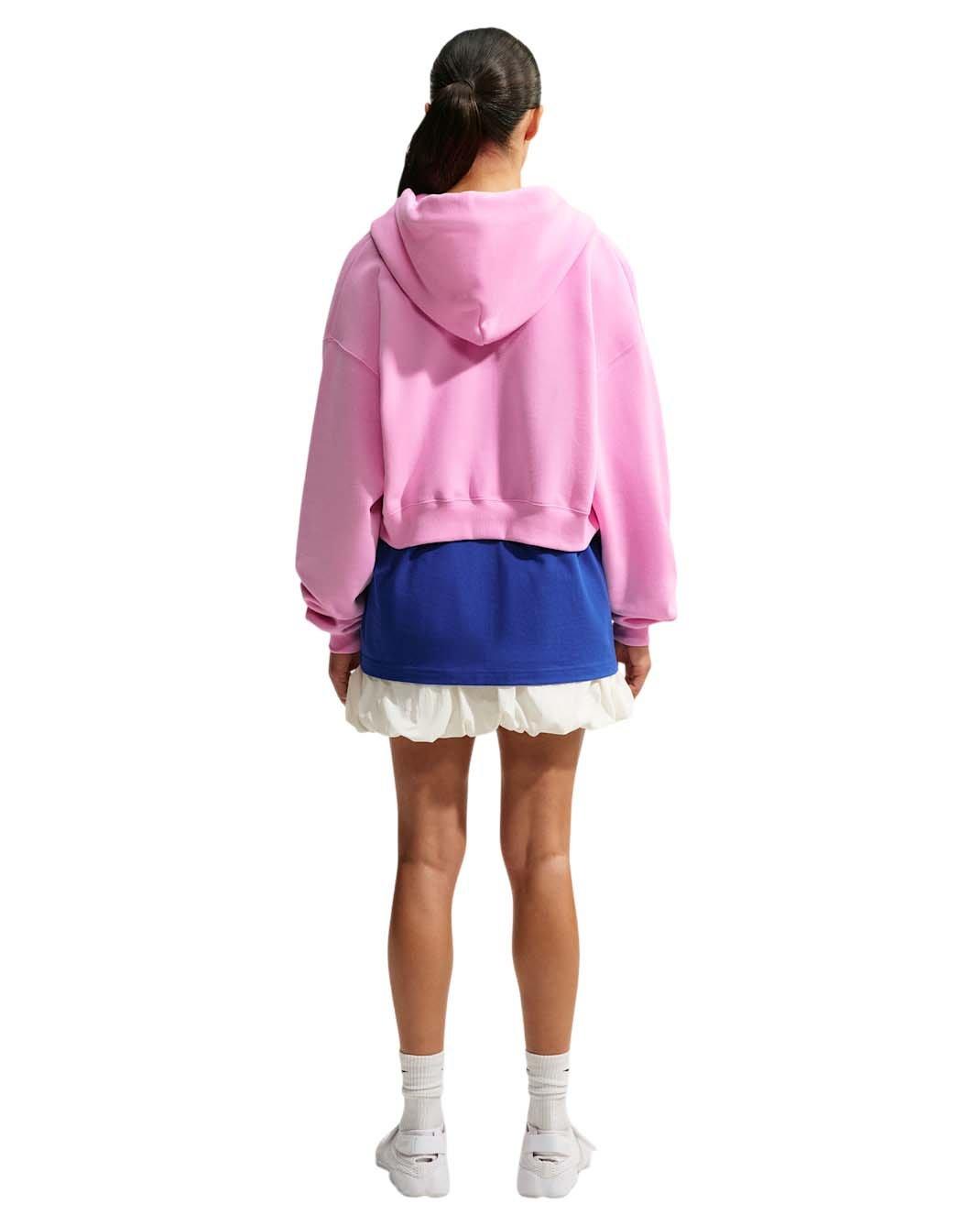 Nike Women's Studio Fleece Medium Weight Oversized Full-Zip Cropped Hooded Jacket - Pink - PINK