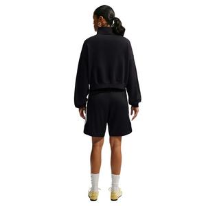 Nike Women's Studio Fleece Medium Weight Oversized 1/4 Zip Cropped Sweatshirt - Black/Off-White - BLACK/OFF-WHITE
