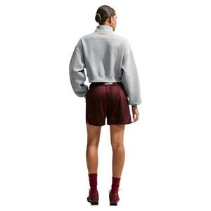 Nike Women's Studio Fleece Medium Weight Oversized 1/4 Zip Cropped Sweatshirt - Grey Heather - GREY HEATHER