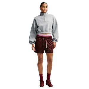 Nike Women's Studio Fleece Medium Weight Oversized 1/4 Zip Cropped Sweatshirt - Grey Heather - GREY HEATHER