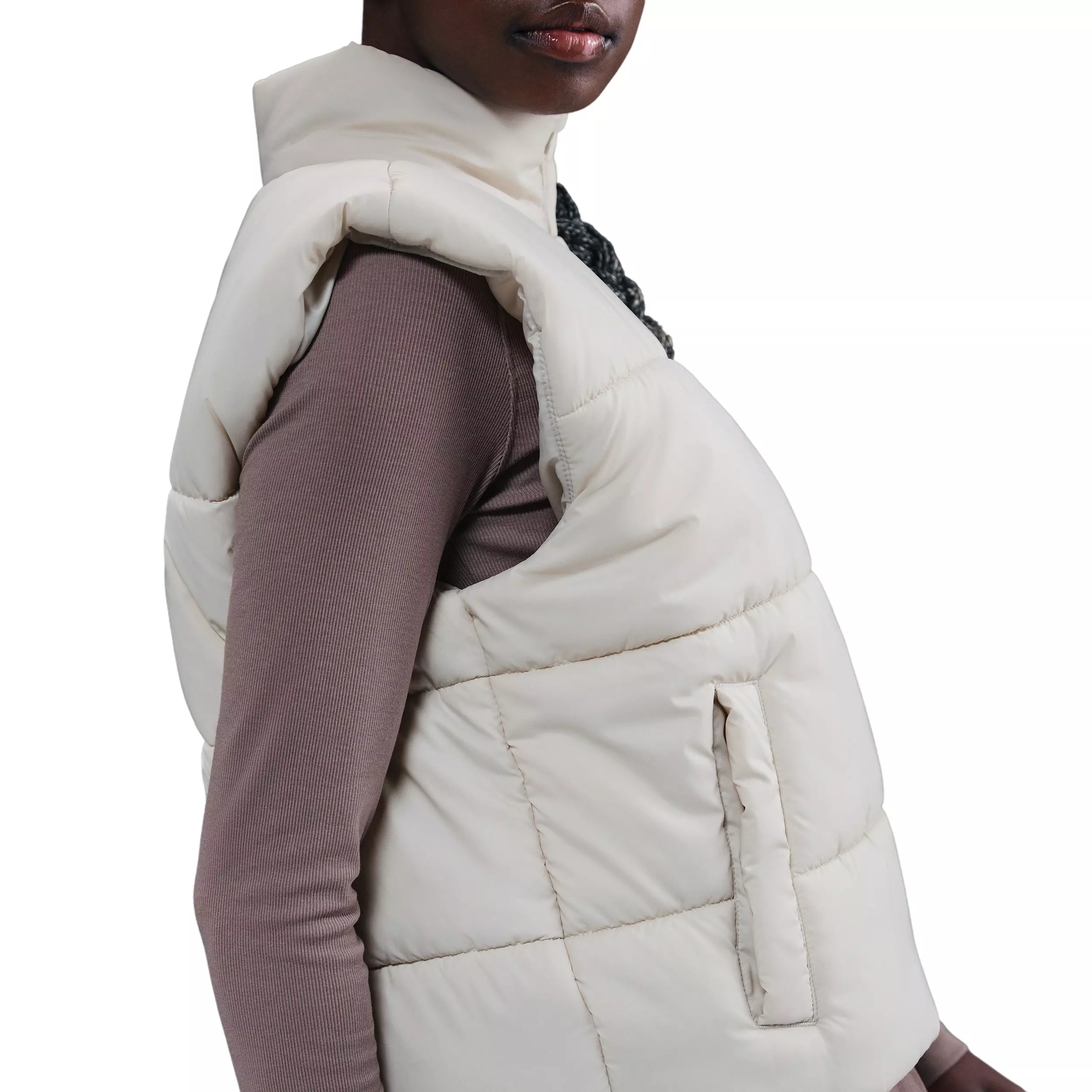 Nike Women's Sportswear Classic Puffer Therma-FIT Loose Vest -Lt Bone - LT BONE