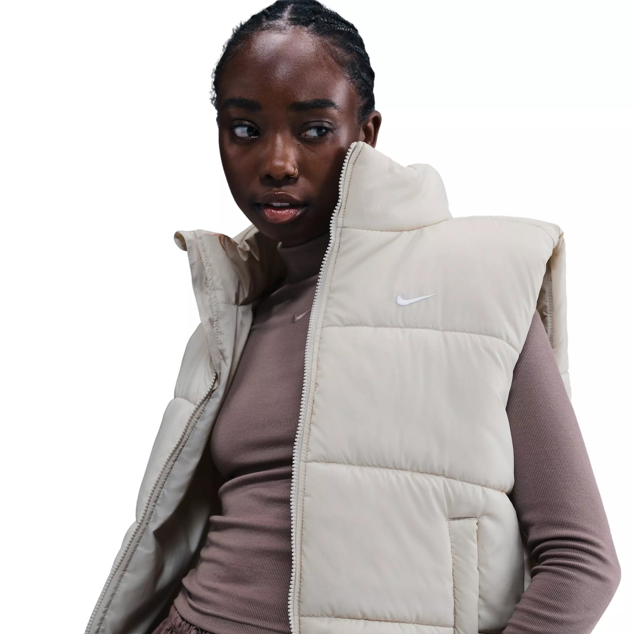 Nike Women's Sportswear Classic Puffer Therma-FIT Loose Vest -Lt Bone - LT BONE