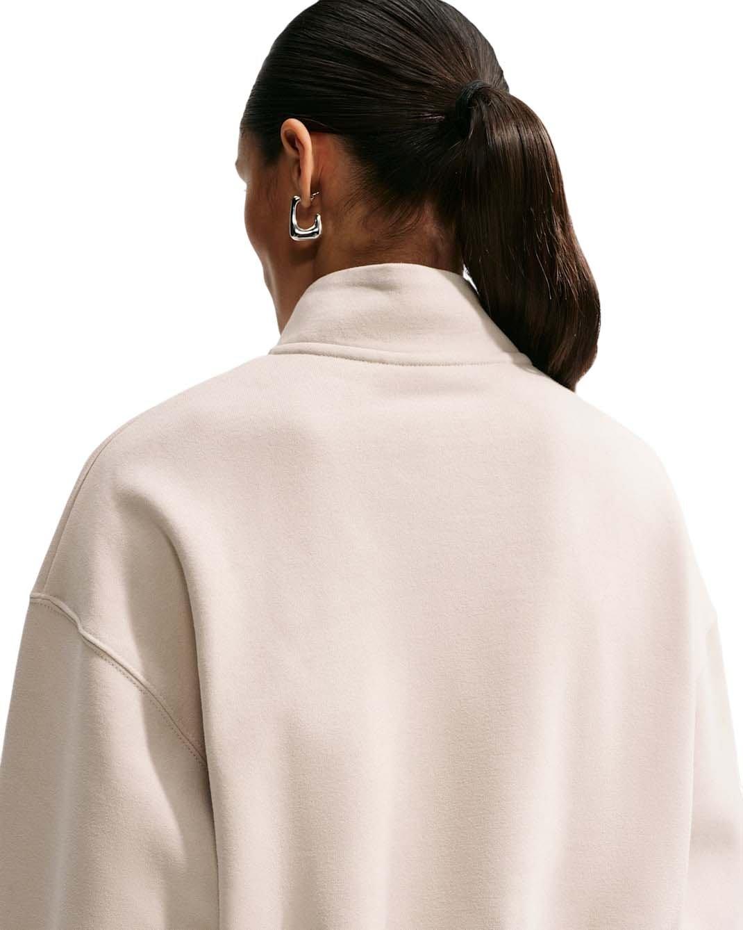 Nike Women's Studio Fleece Medium Weight Oversized 1/4 Zip Cropped Sweatshirt - Cream - CREAM