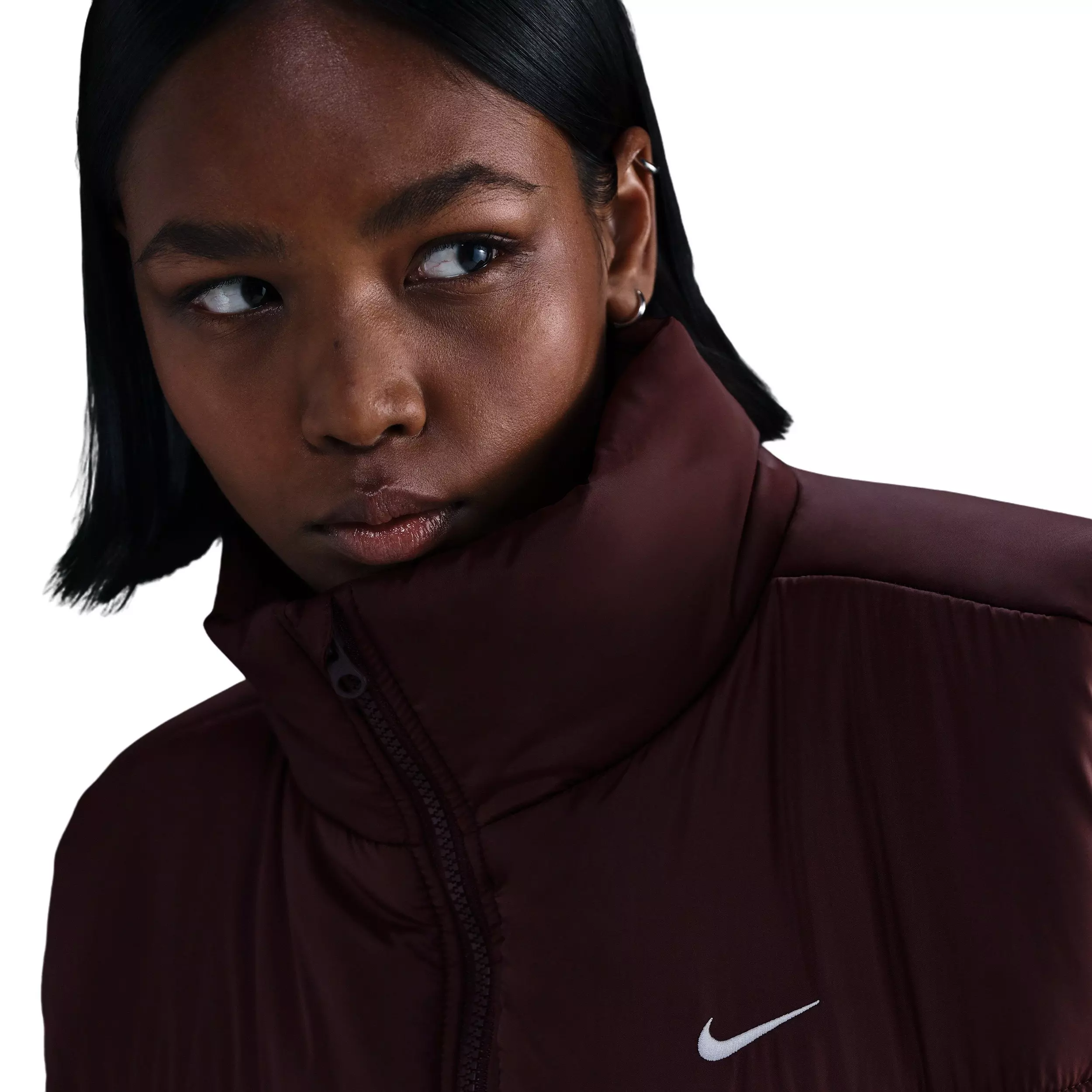 Nike Women's Sportswear Classic Puffer Therma-FIT Loose Vest - Burgundy - BURGUNDY