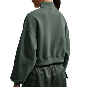 Nike Women's Studio Fleece Medium Weight Oversized 1/4 Zip Cropped Sweatshirt - Green - GREEN