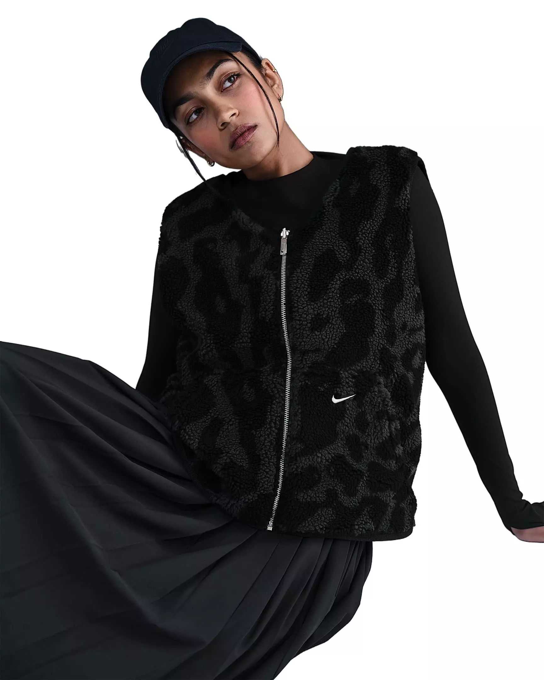 Nike Women's Sportswear High-Pile Fleece Vest -Black - BLACK