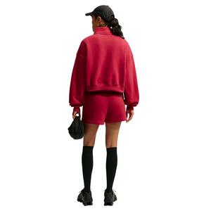 Nike Women's Studio Fleece Medium Weight Oversized 1/4 Zip Cropped Sweatshirt - Red - RED