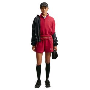 Nike Women's Studio Fleece Medium Weight Oversized 1/4 Zip Cropped Sweatshirt - Red - RED