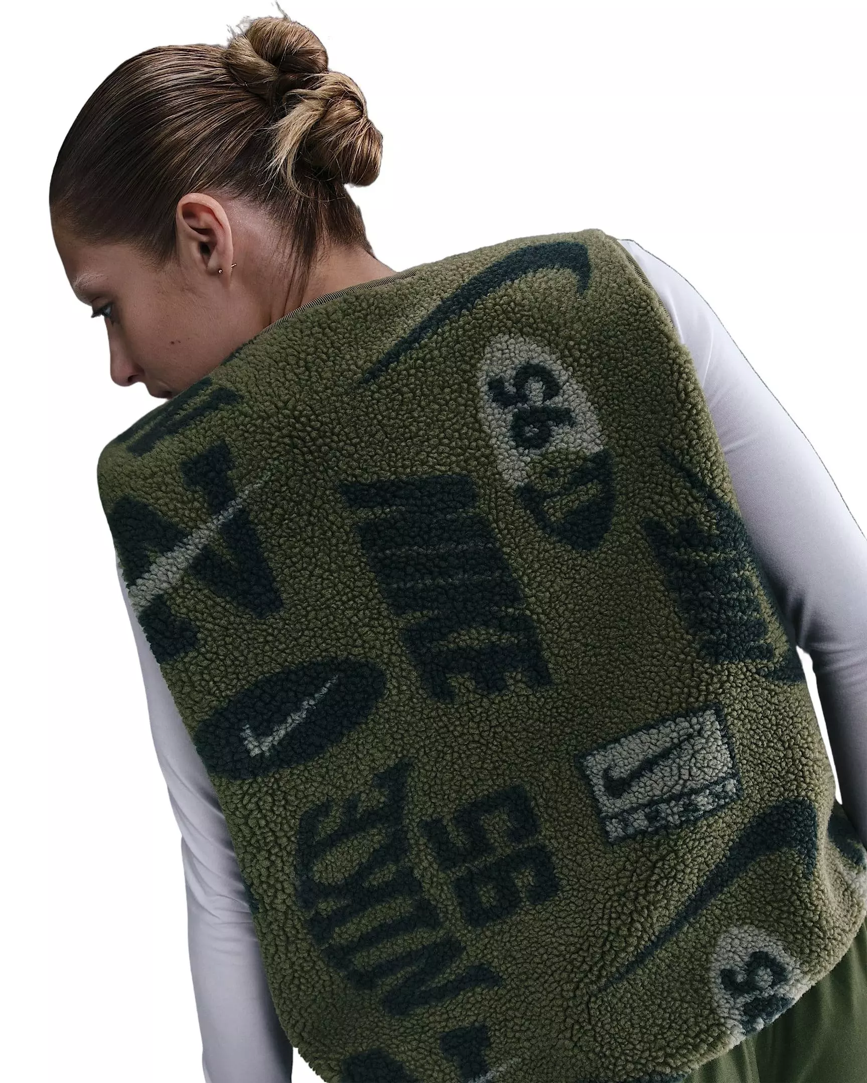 Nike Women's Sportswear High-Pile Fleece Vest -Olive - OLIVE