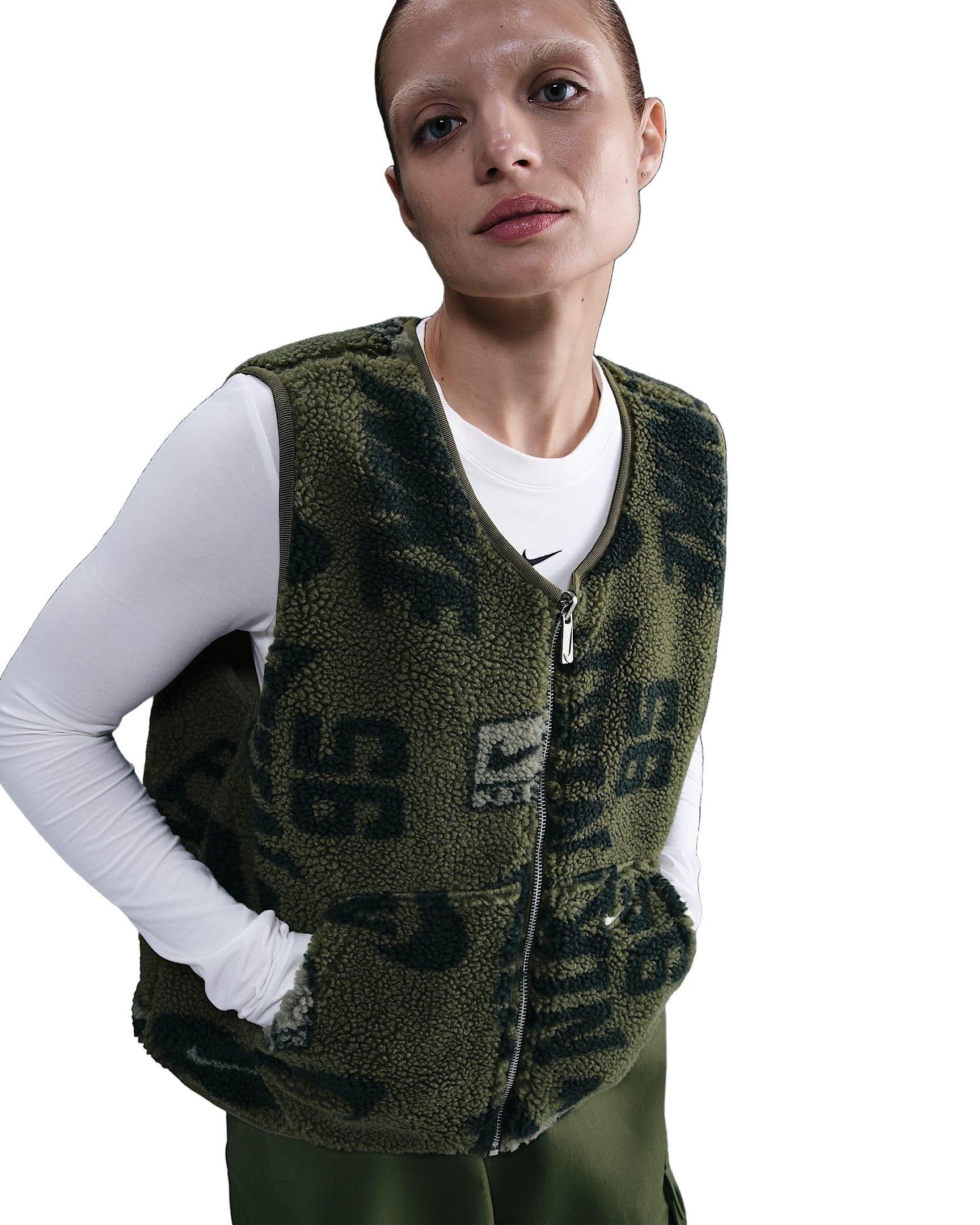 Nike Women's Sportswear High-Pile Fleece Vest -Olive - OLIVE Thumbnail View 3