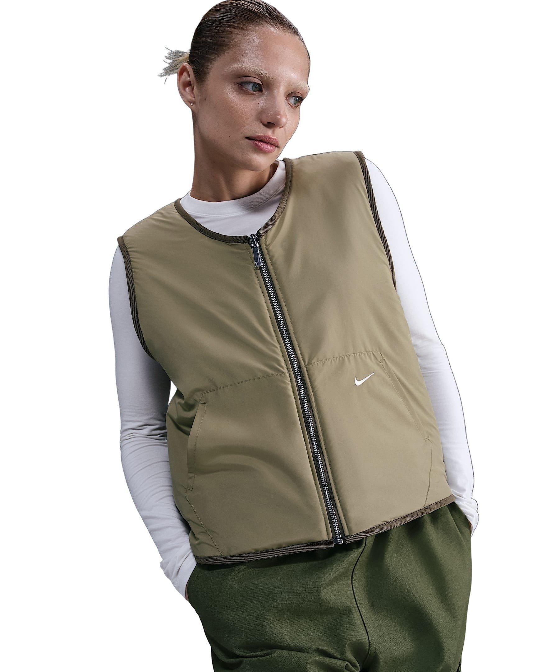 Nike Women's Sportswear High-Pile Fleece Vest -Olive - OLIVE Thumbnail View 4