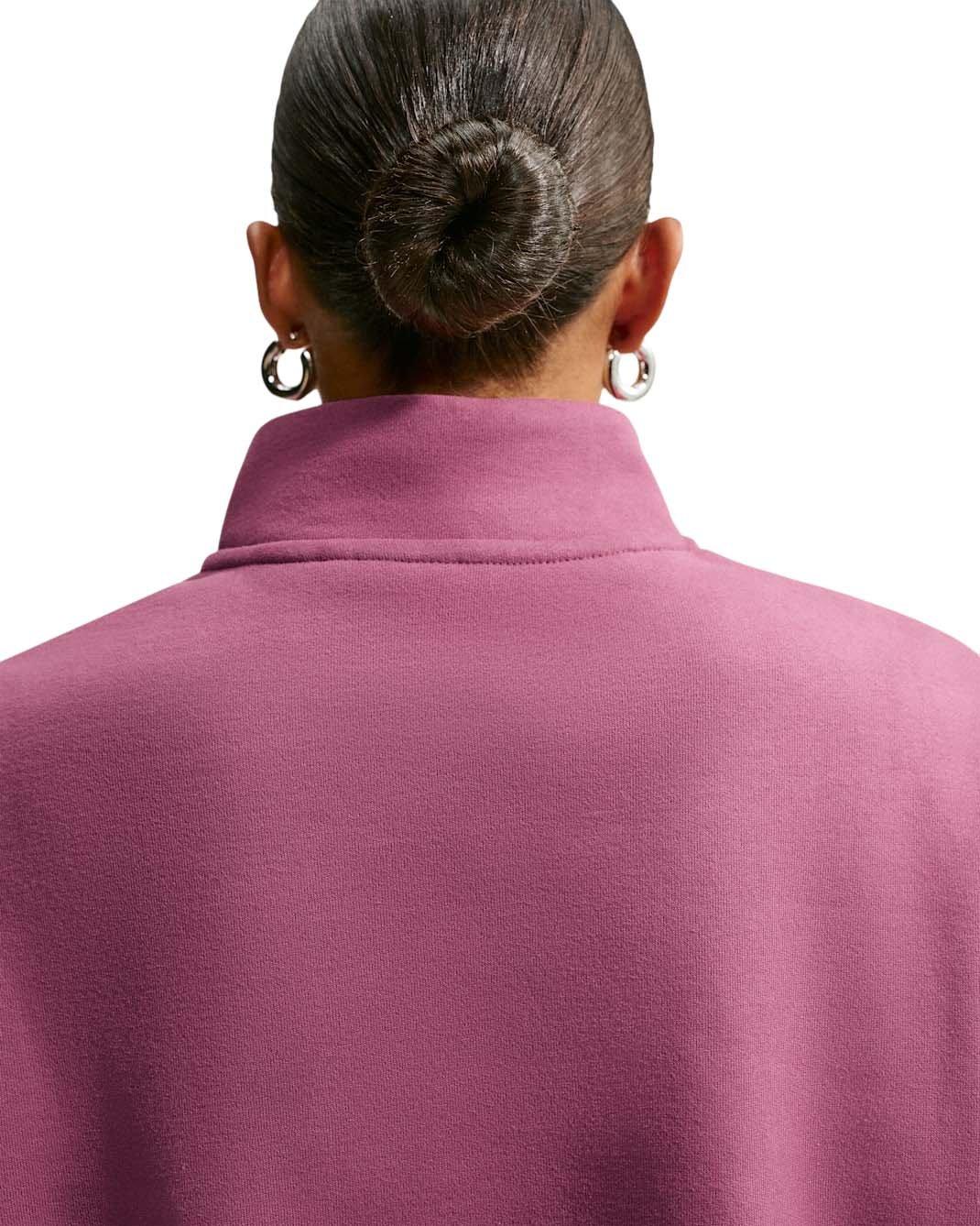 Nike Women's Studio Fleece Medium Weight Oversized 1/4 Zip Cropped Sweatshirt - Pink - PINK