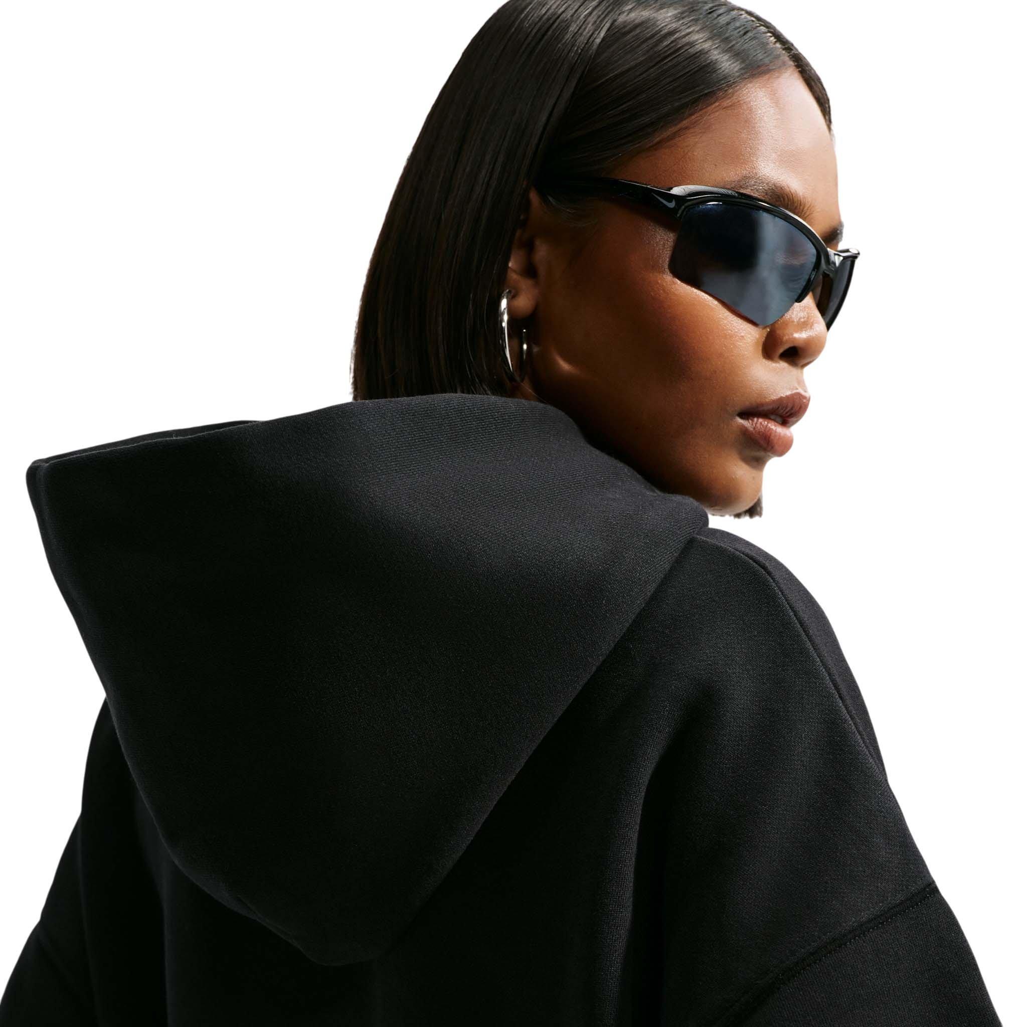 Nike Women's Studio Fleece Medium Weight Oversized Pullover Hoodie - Black/Off-White - BLACK/OFF-WHITE Thumbnail View 2