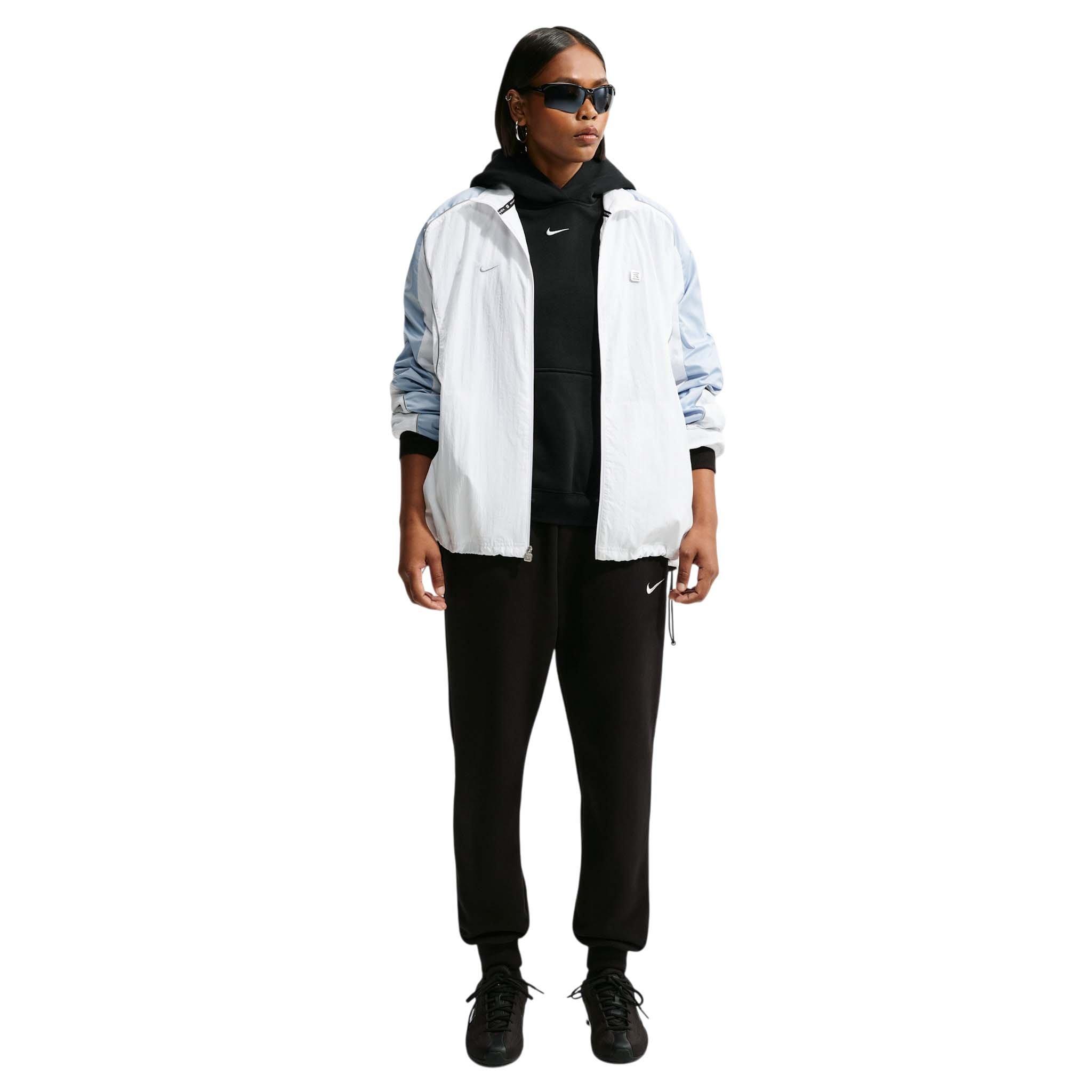 Nike Women's Studio Fleece Medium Weight Oversized Pullover Hoodie - Black/Off-White - BLACK/OFF-WHITE Thumbnail View 4