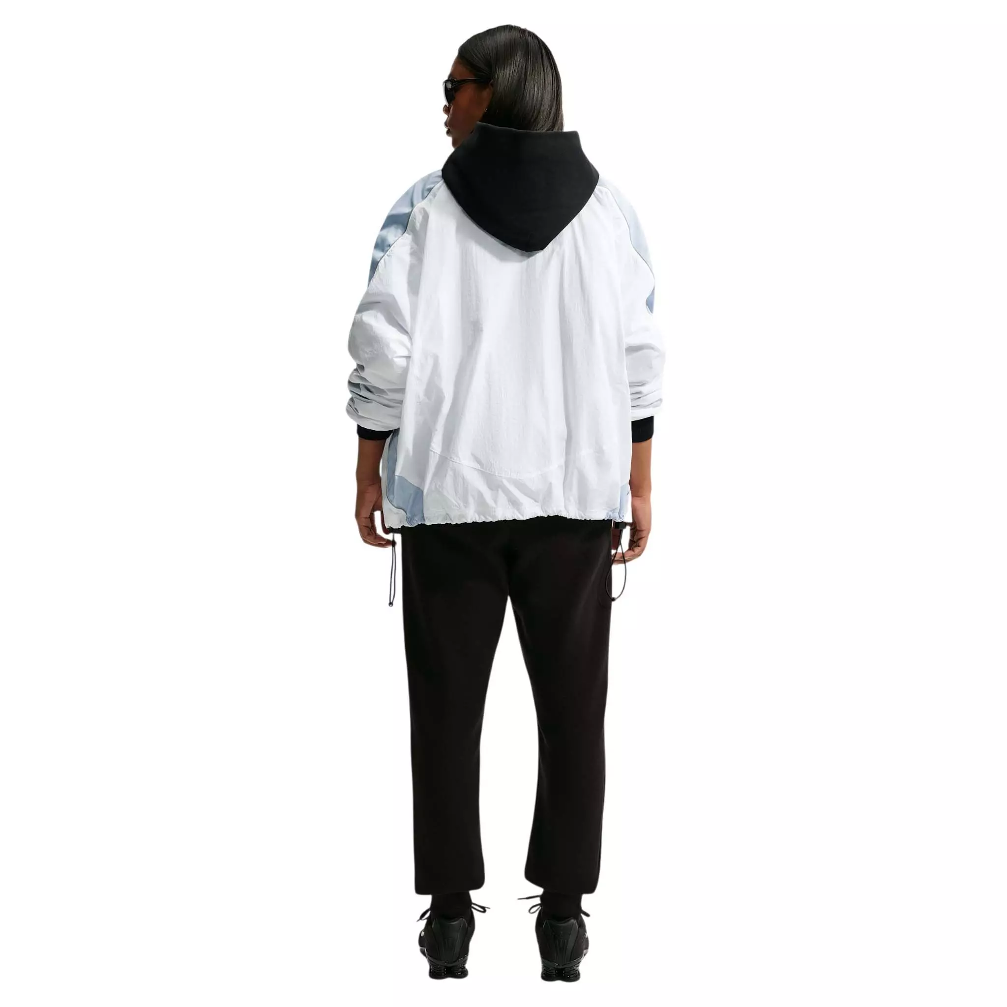 Nike Women's Studio Fleece Medium Weight Oversized Pullover Hoodie - Black/Off-White - BLACK/OFF-WHITE