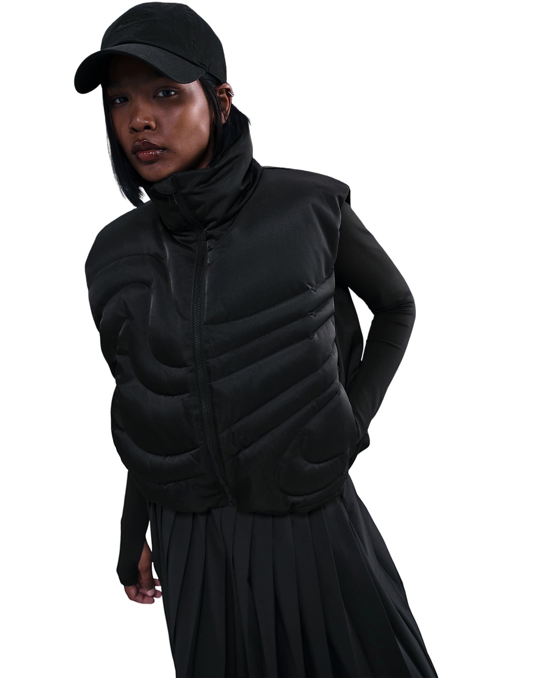 Nike Women's Sportswear Swoosh Series Oversized Down Gilet - Black - BLACK Thumbnail View 1