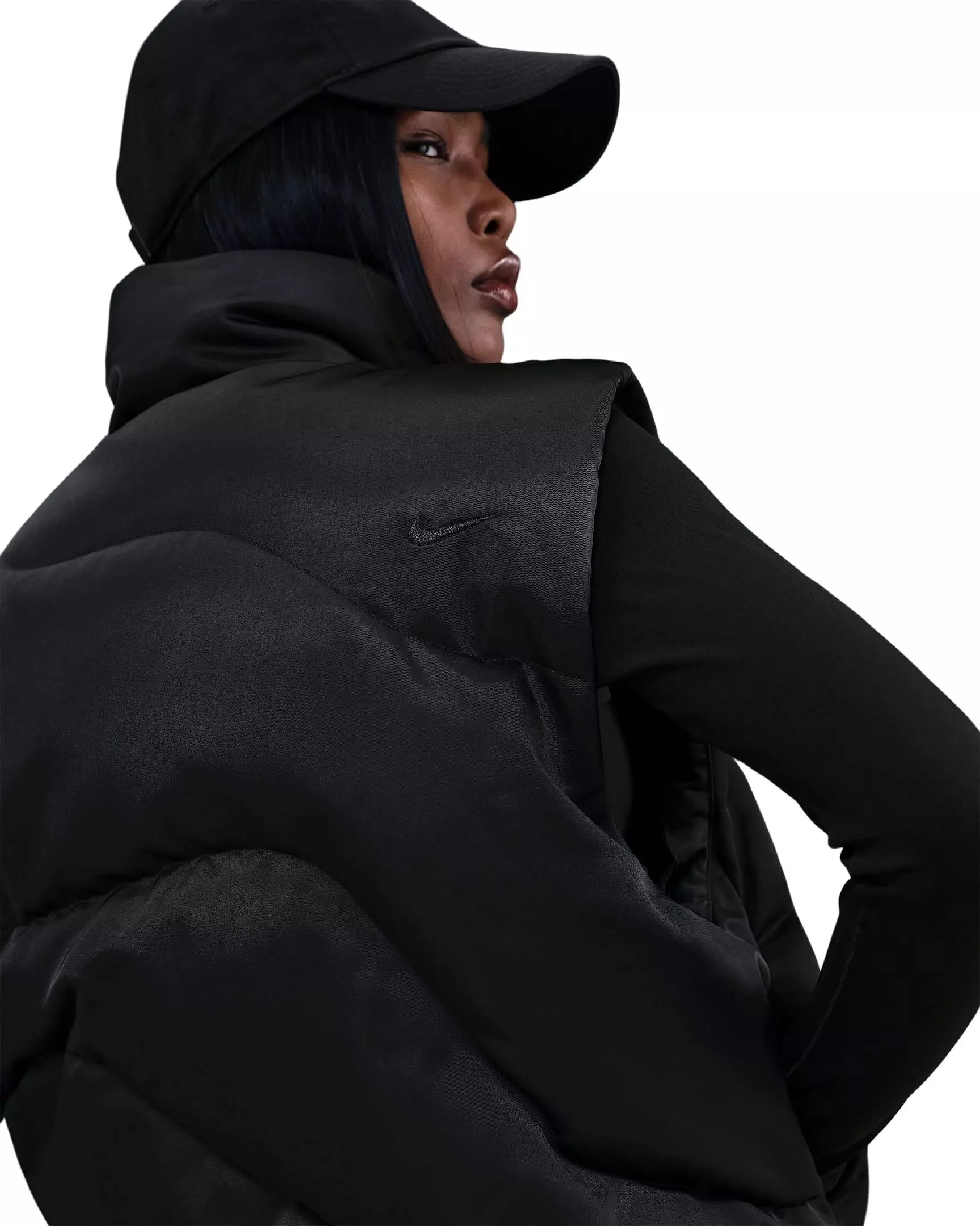 Nike Women's Sportswear Swoosh Series Oversized Down Gilet - Black - BLACK