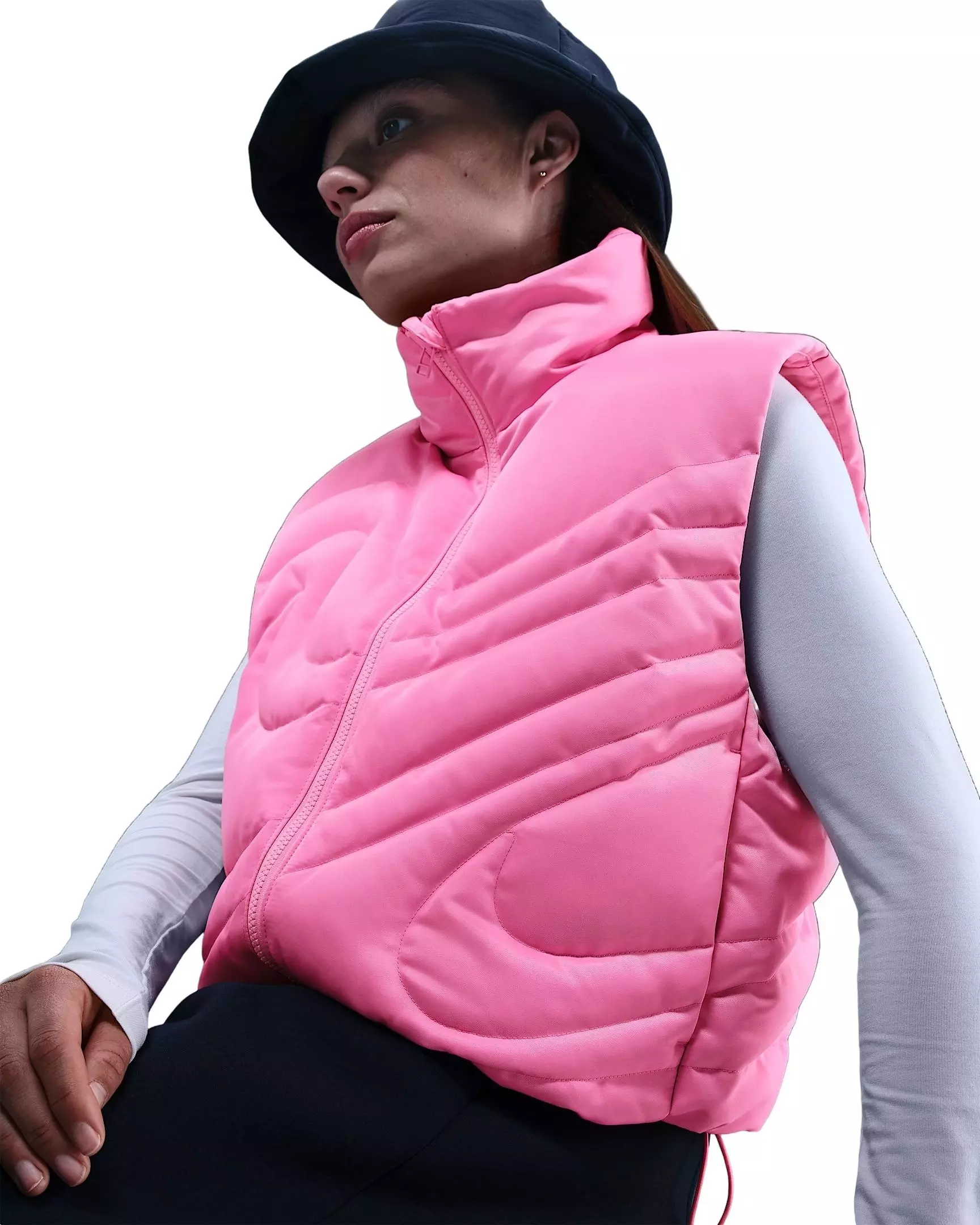 Nike Women's Sportswear Swoosh Series Oversized Down Gilet - Pink - PINK