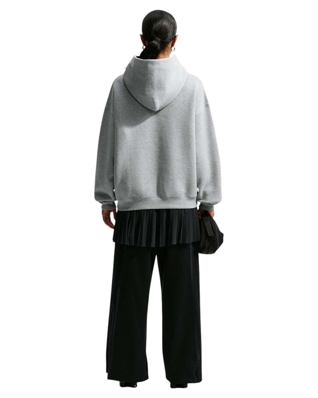 Nike Women's Studio Fleece Medium Weight Oversized Pullover Hoodie - Grey Heather - GREY HEATHER Thumbnail View 2