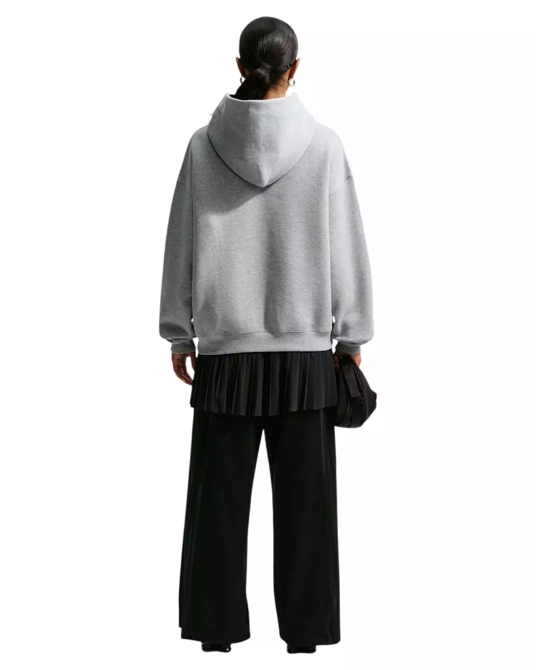 Nike Women's Studio Fleece Medium Weight Oversized Pullover Hoodie - Grey Heather - GREY HEATHER