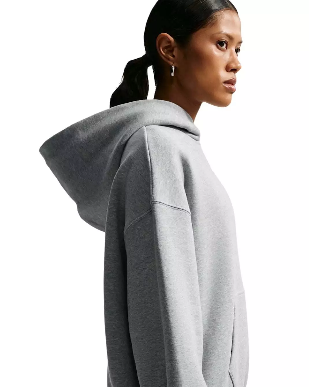 Nike Women's Studio Fleece Medium Weight Oversized Pullover Hoodie - Grey Heather - GREY HEATHER