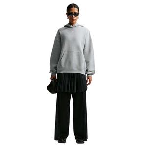 Nike Women's Studio Fleece Medium Weight Oversized Pullover Hoodie - Grey Heather - GREY HEATHER