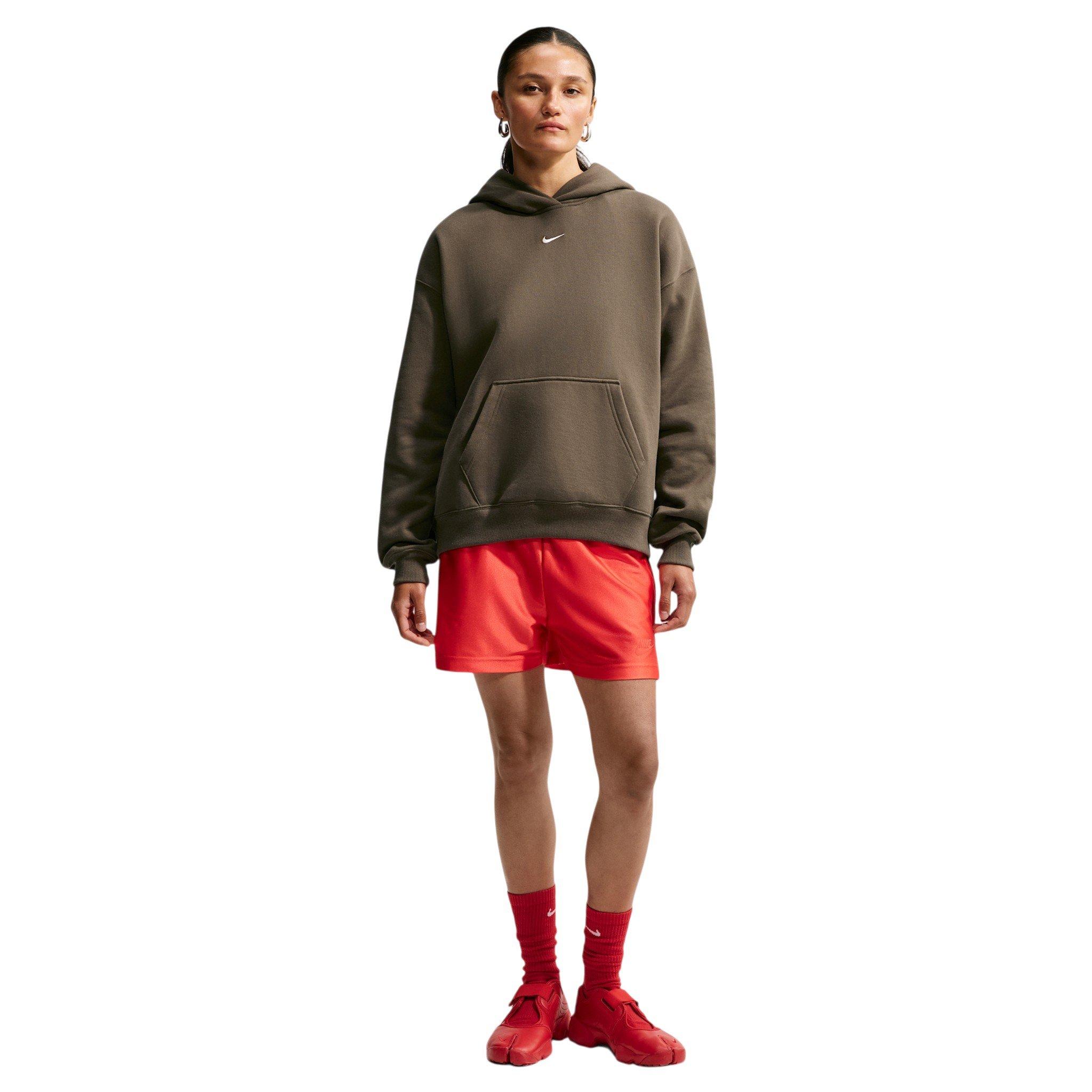 Nike Women's Studio Fleece Medium Weight Oversized Pullover Hoodie - Brown - BROWN