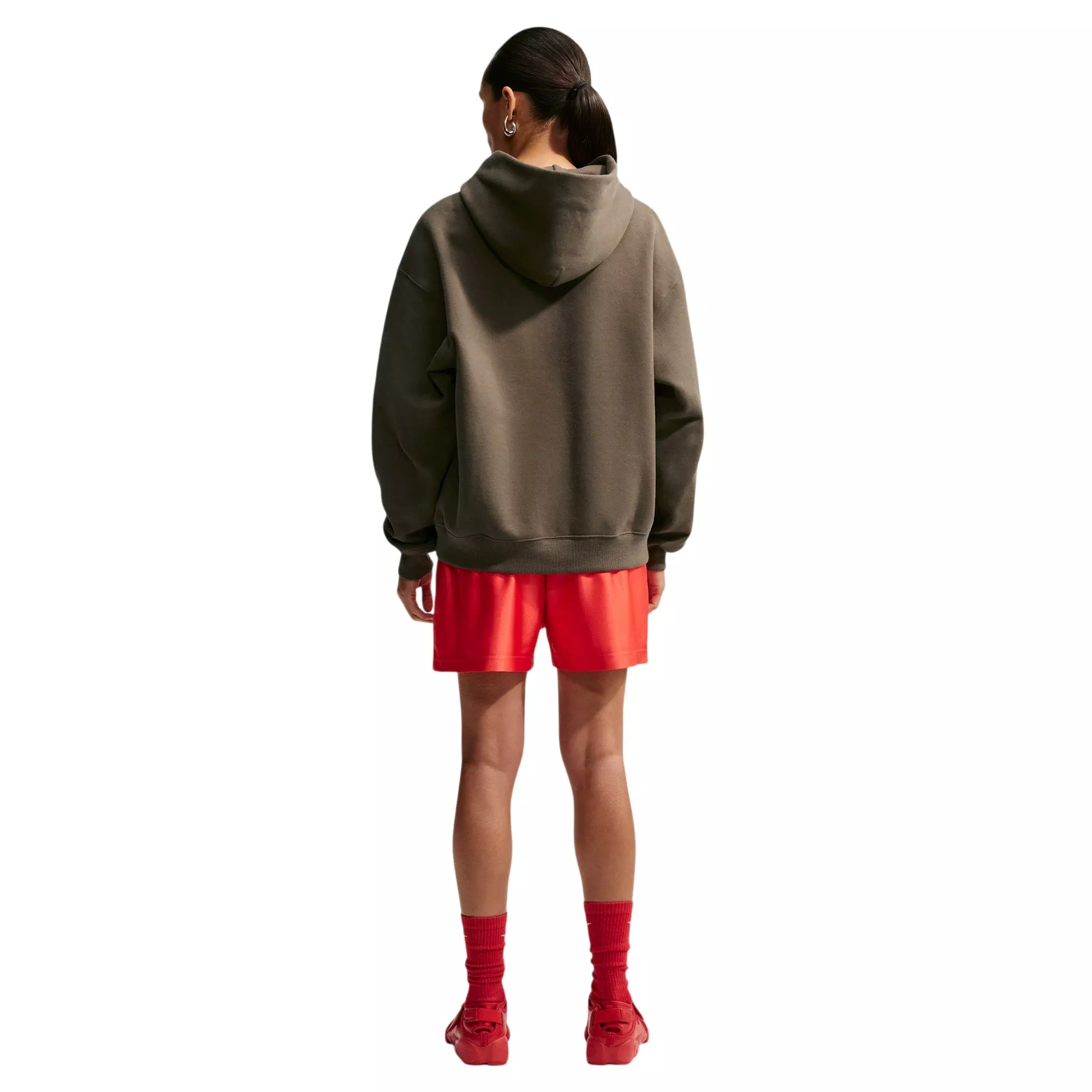 Nike Women's Studio Fleece Medium Weight Oversized Pullover Hoodie - Brown - BROWN