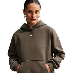 Nike Women's Studio Fleece Medium Weight Oversized Pullover Hoodie - Brown - BROWN