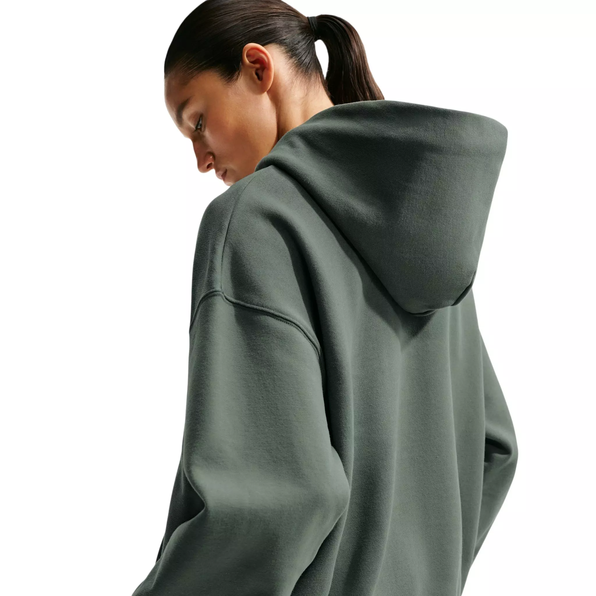 Nike Women's Studio Fleece Medium Weight Oversized Pullover Hoodie - Green - GREEN
