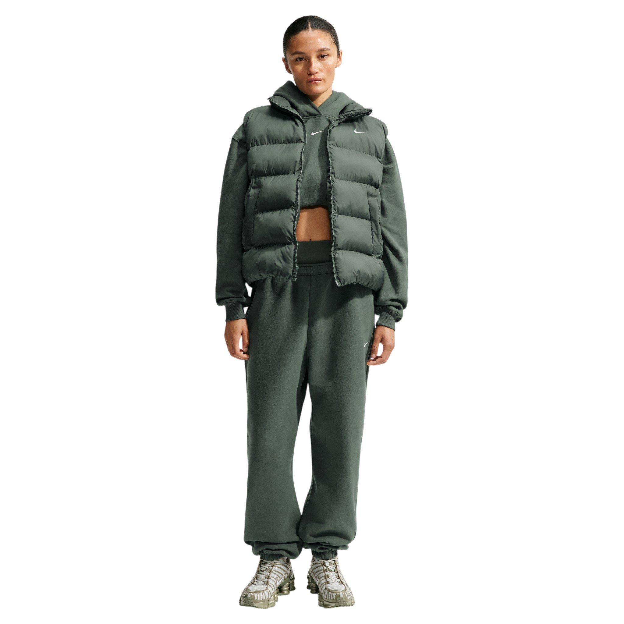 Nike Women's Studio Fleece Medium Weight Oversized Pullover Hoodie - Green - GREEN