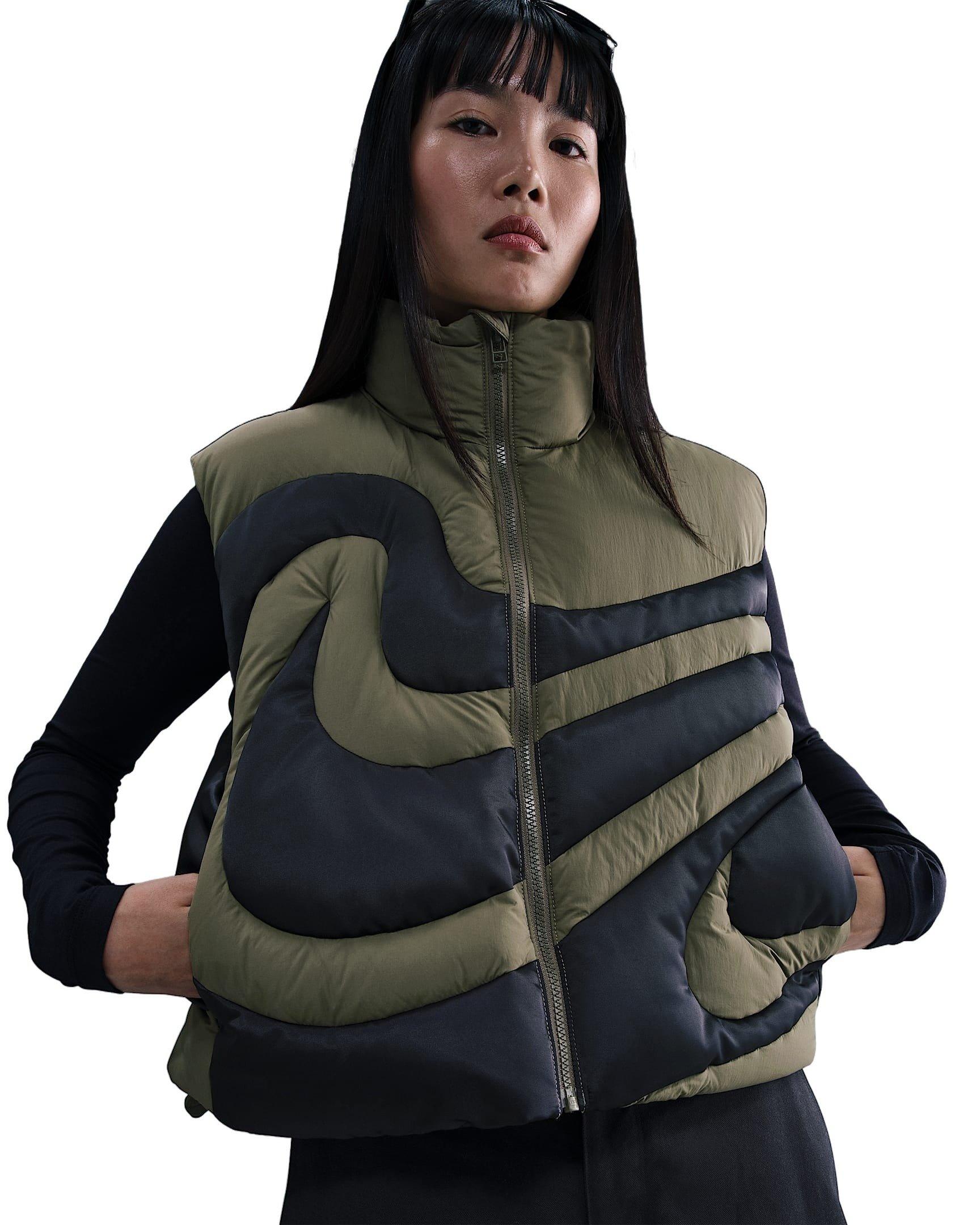 Nike Women's Sportswear Swoosh Series Oversized Down Vest - Olive/Black - OLIVE/BLACK Thumbnail View 1