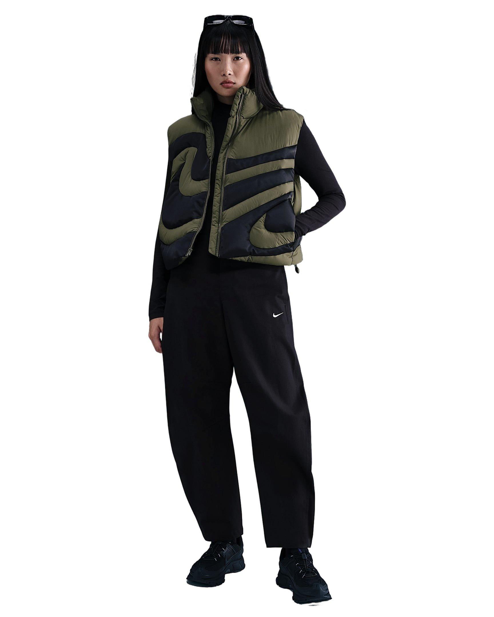 Nike Women's Sportswear Swoosh Series Oversized Down Vest -Olive/Black - OLIVE/BLACK Thumbnail View 5
