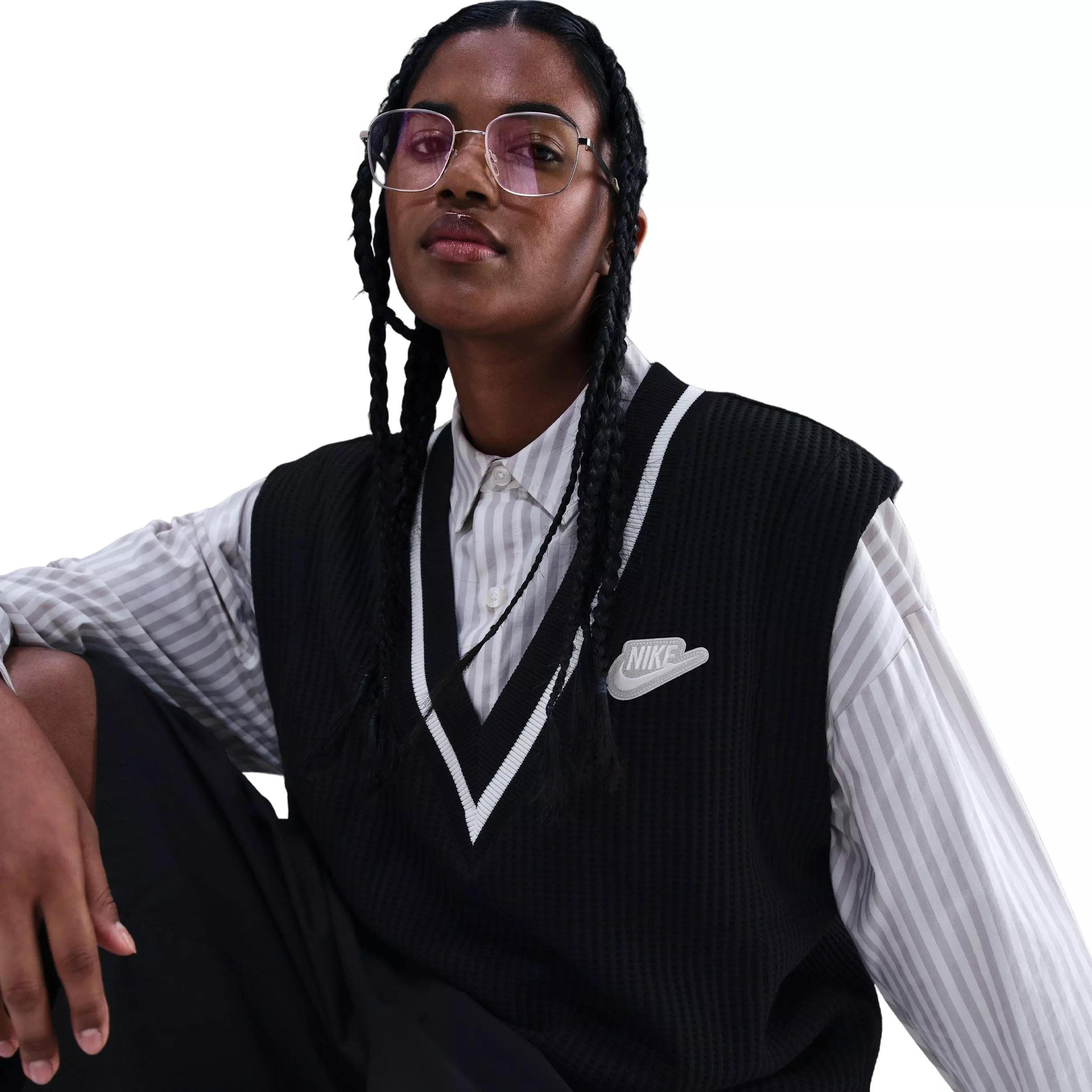 Nike Women's Sportswear Waffle-Knit Prep Vest - Black - BLACK