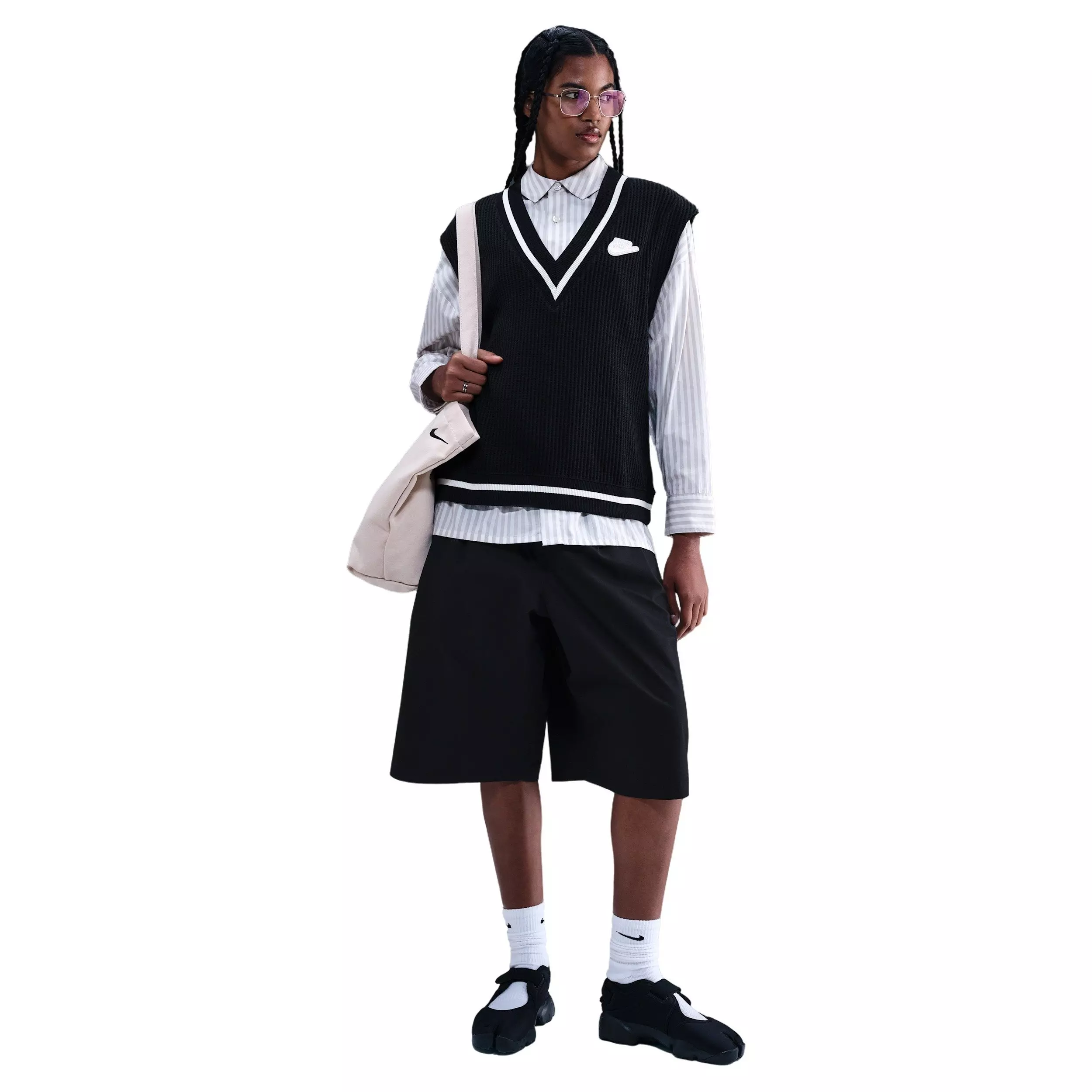 Nike Women's Sportswear Waffle-Knit Prep Vest - Black - BLACK