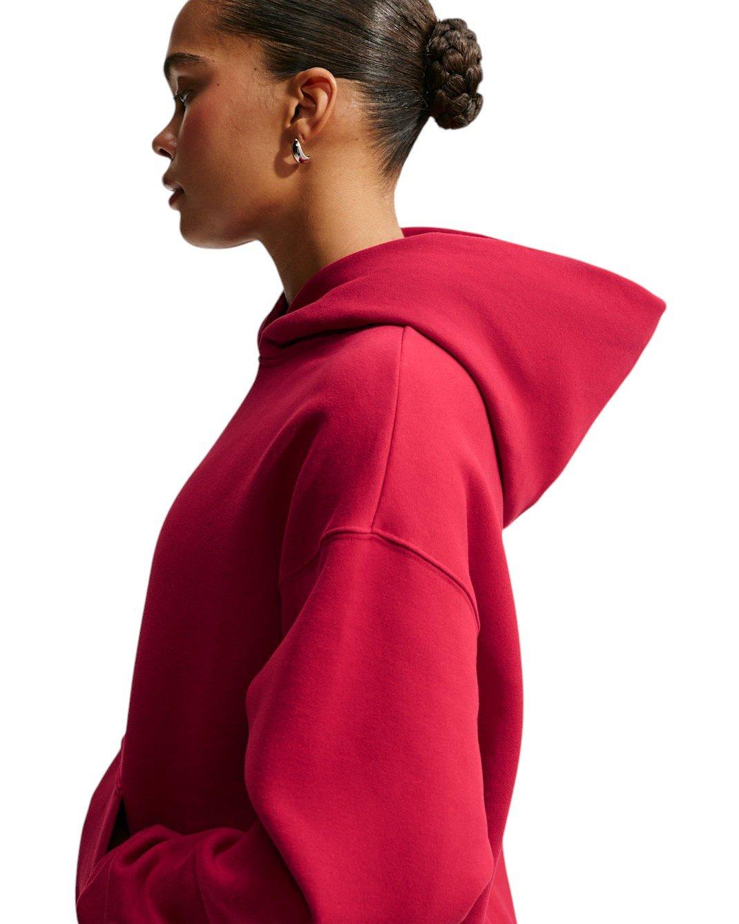 Nike Women's Studio Fleece Medium Weight Oversized Pullover Hoodie - Red - RED