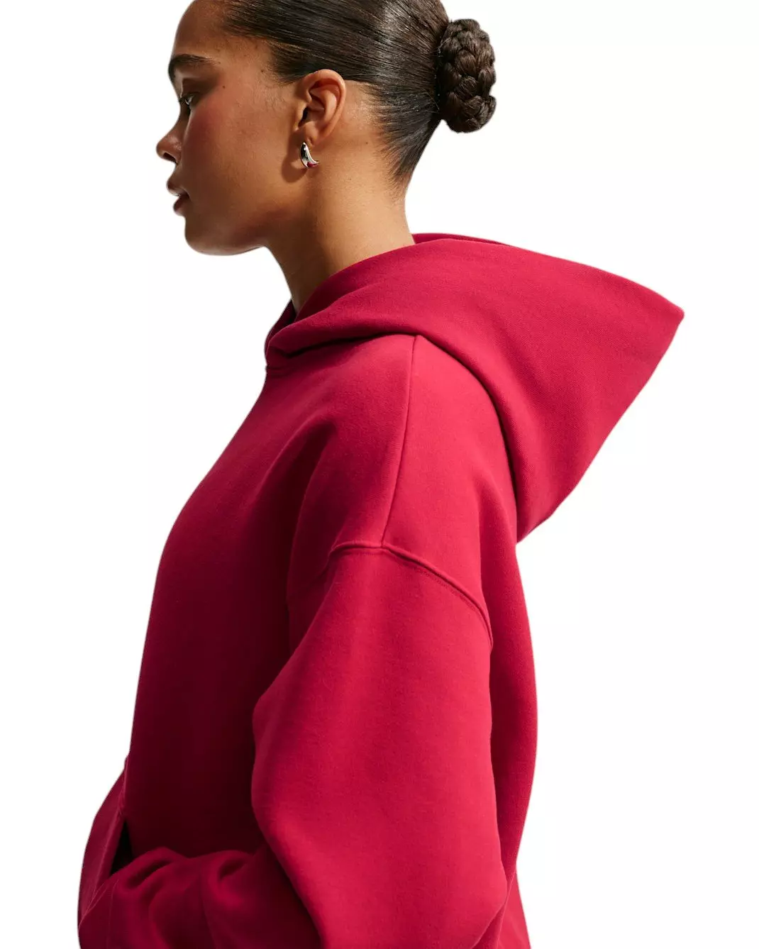 Nike Women's Studio Fleece Medium Weight Oversized Pullover Hoodie - Red - RED