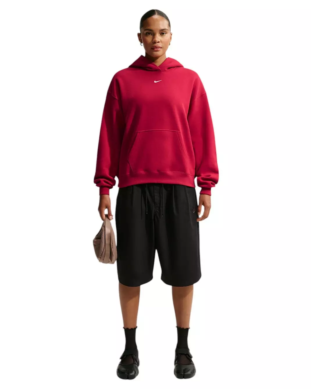 Nike Women's Studio Fleece Medium Weight Oversized Pullover Hoodie - Red - RED