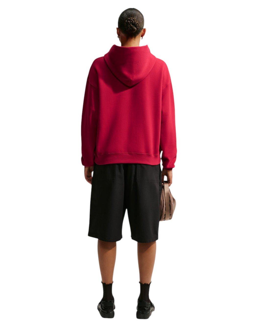 Nike Women's Studio Fleece Medium Weight Oversized Pullover Hoodie - Red - RED
