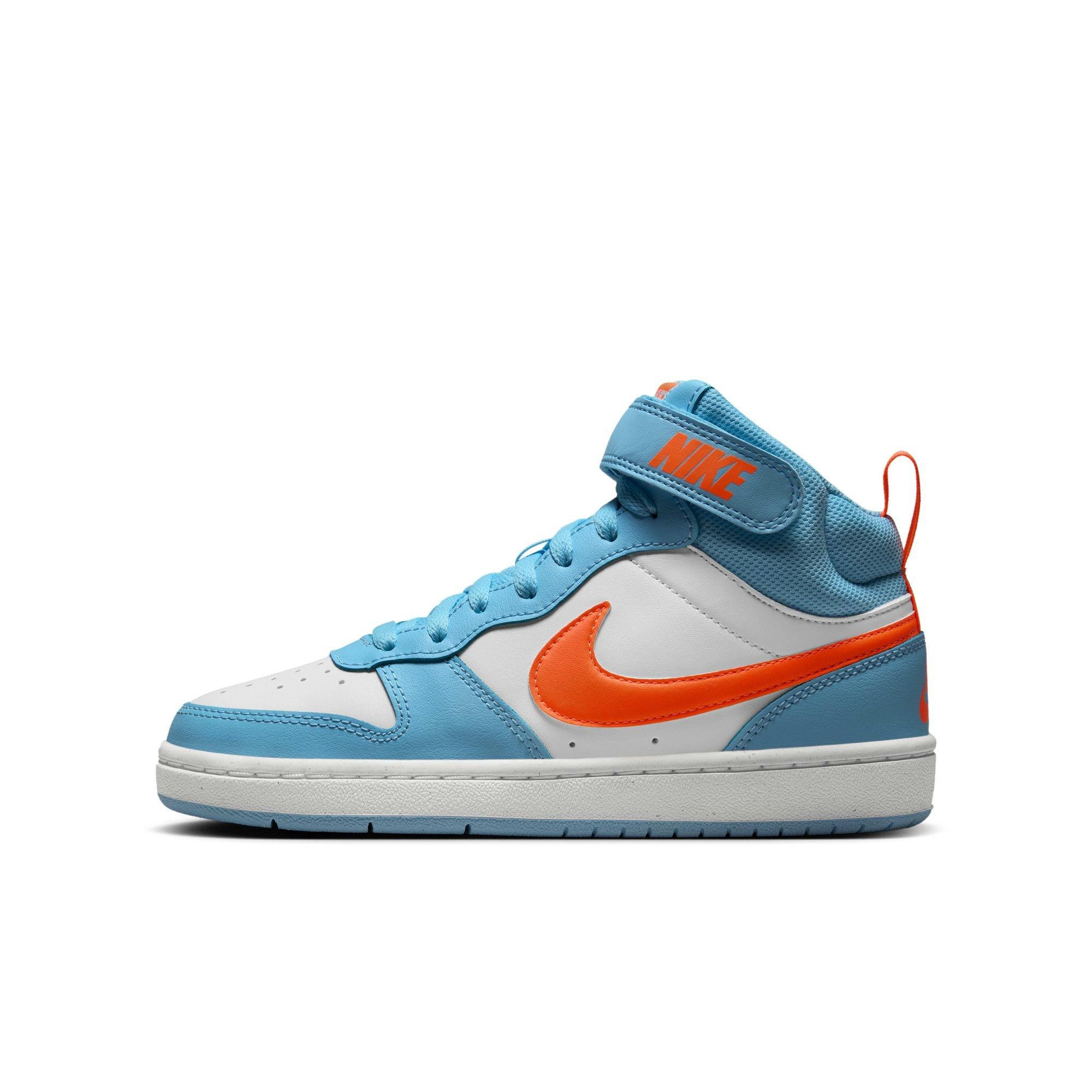 Nike Court Borough Mid 2 Grade School Boys' "Light Blue/Orange/White" Shoe