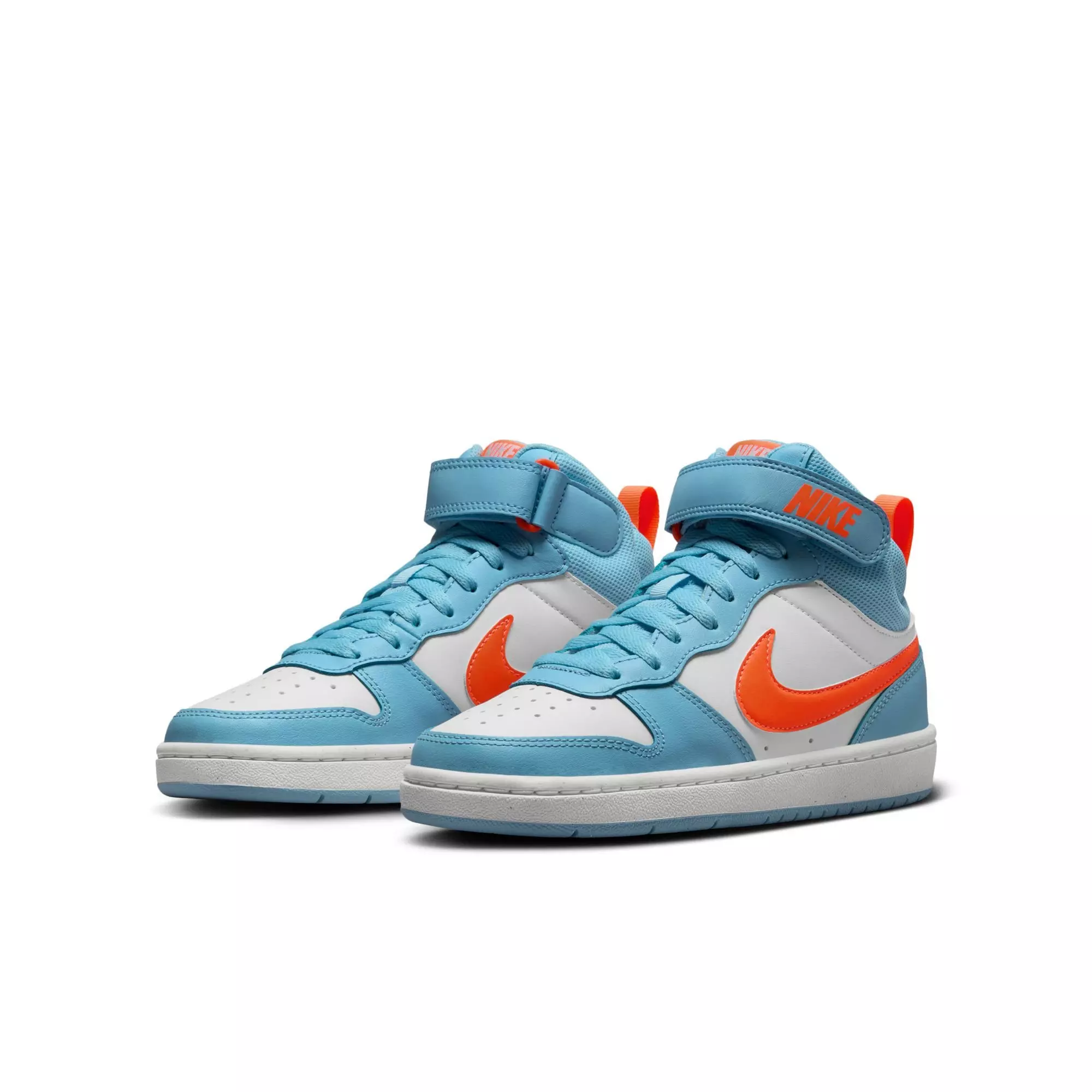 Nike Court Borough Mid 2 "Light Blue/Orange/White" Grade School Boys' Shoe - LT BLUE/ORANGE/WHITE
