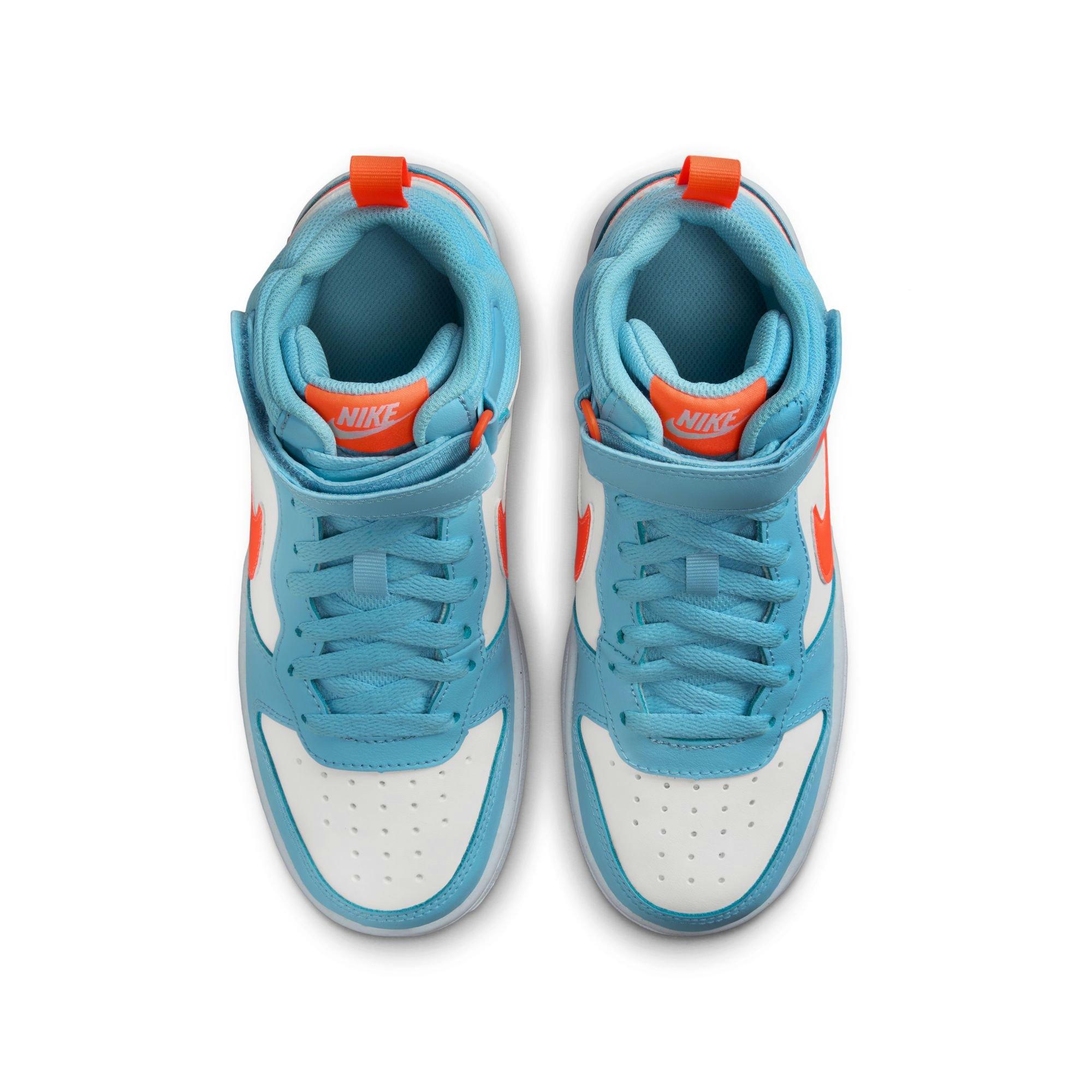 Nike Court Borough Mid 2 Grade School Boys' "Light Blue/Orange/White" Shoe